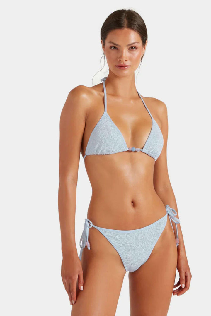 Gina Beaded Bikini- Metallic Ice Blue