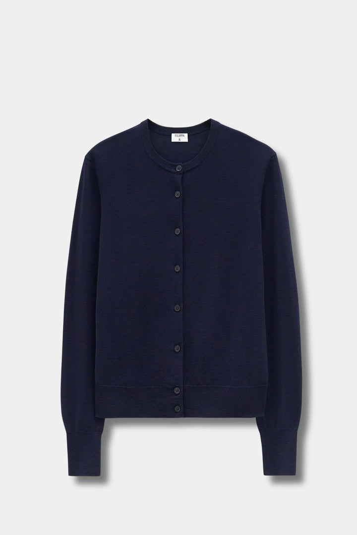Merino Short Cardigan- Dark Navy