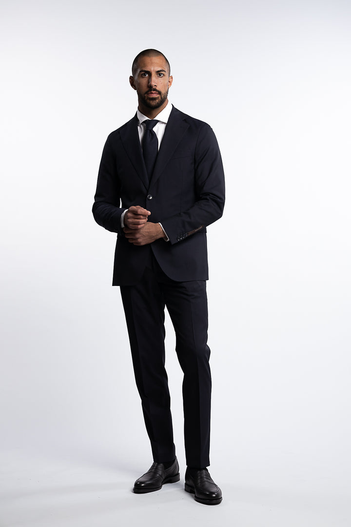 Denz Slim Fit Wool Trousers Dark Navy