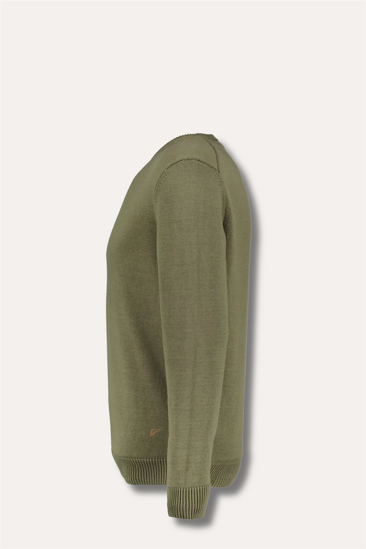 Sweater Knitted Crew Neck Organic Cotton Green