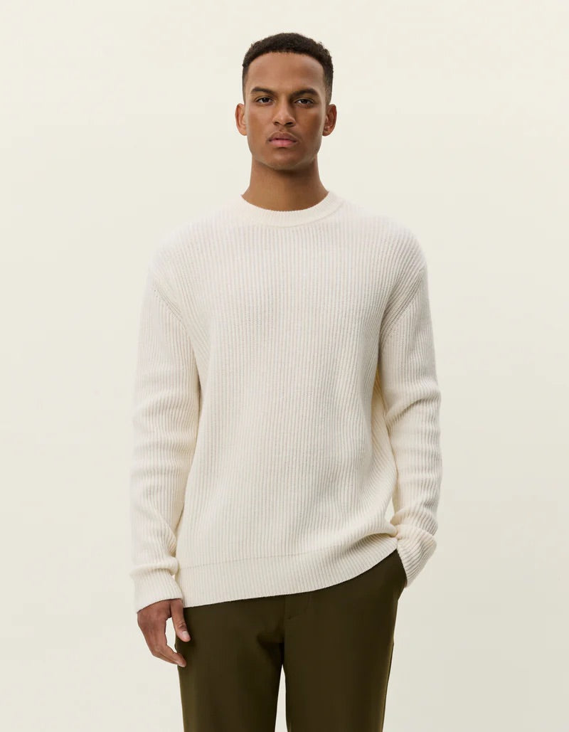 Eddie Wool Rib Crewneck Knit Ivory