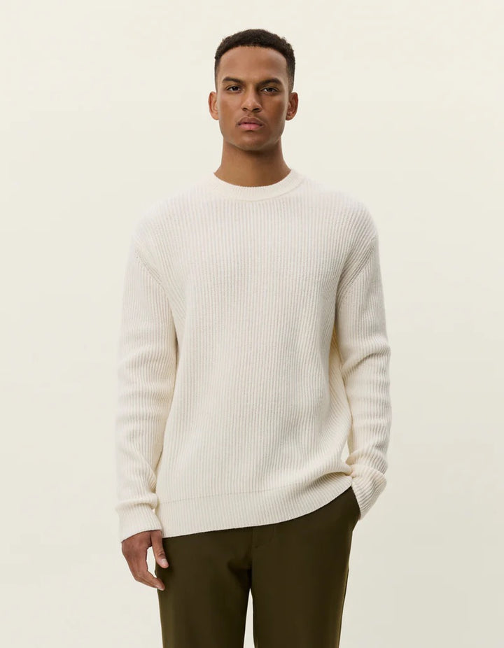 Eddie Wool Rib Crewneck Knit Ivory