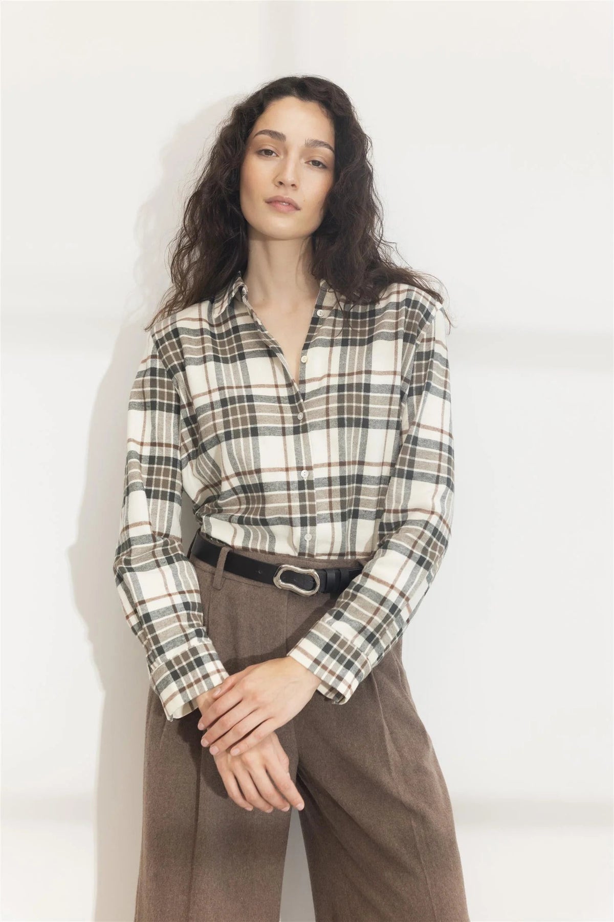 Joan Flannel Shirt Green Check - Camilla Pihl, modellbilde