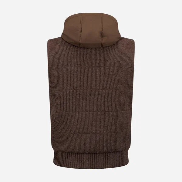 Hooded Virgin Wool Vest Brown