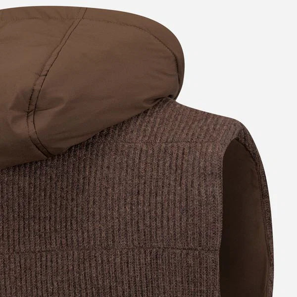 Hooded Virgin Wool Vest Brown