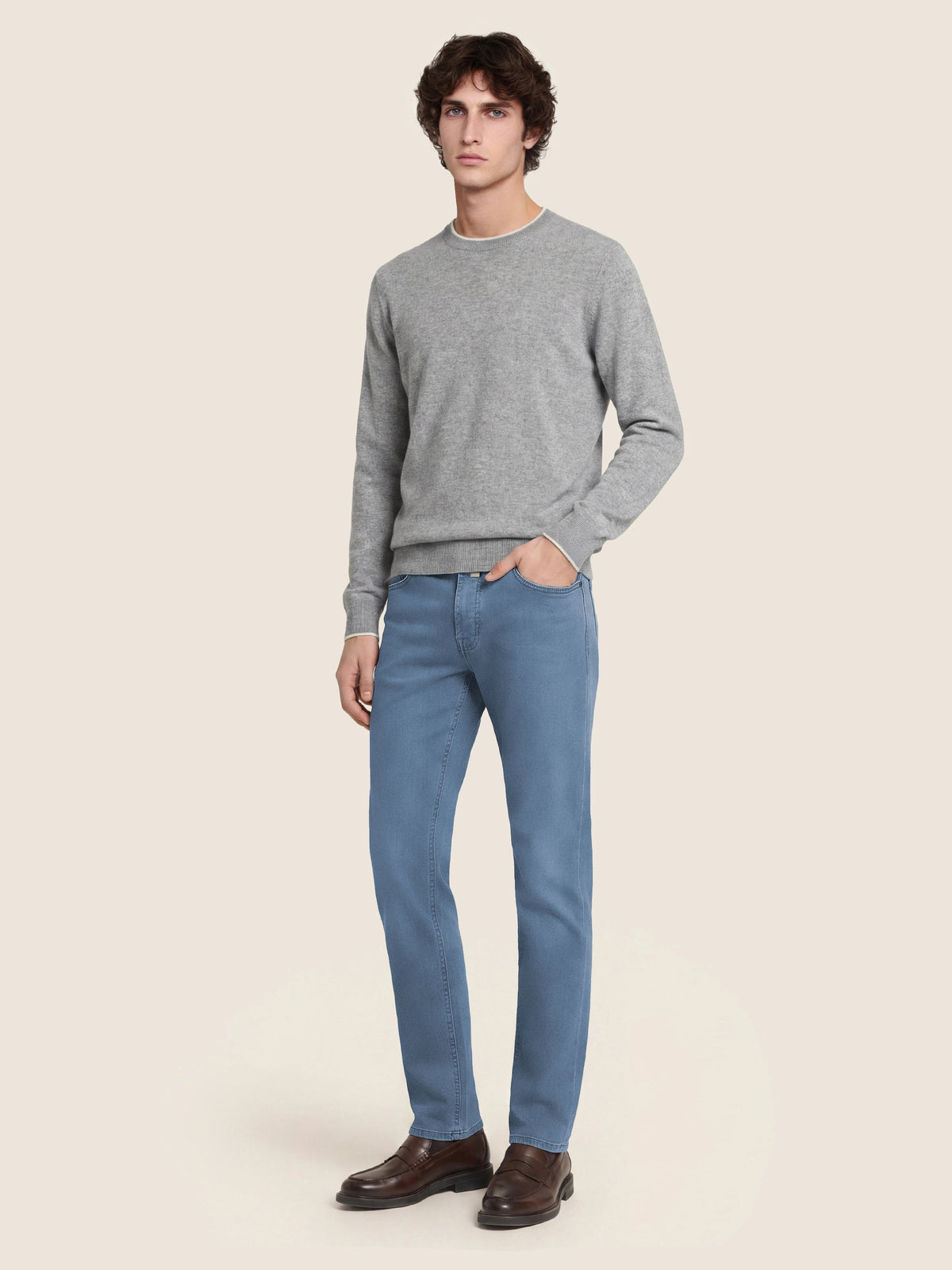 Bard Slim Fit Trousers Powder Blue - Jacob Cohën