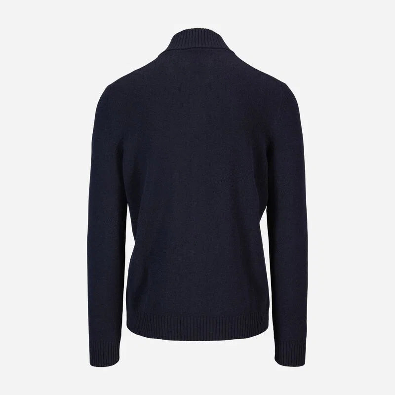 Virgin Wool/Cashmere Zip Sweater Navy