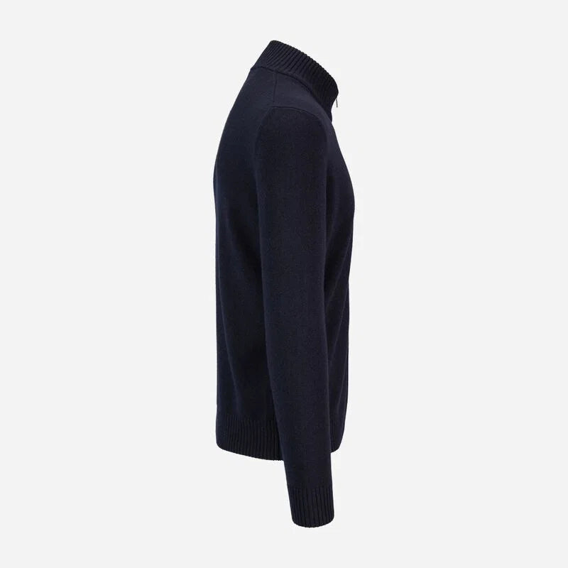 Virgin Wool/Cashmere Zip Sweater Navy