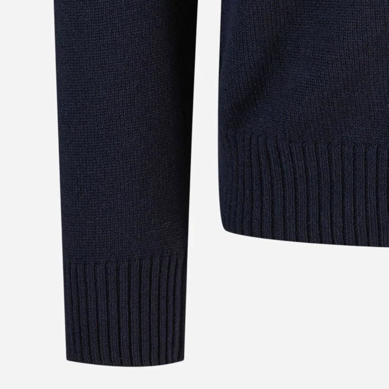 Virgin Wool/Cashmere Zip Sweater Navy