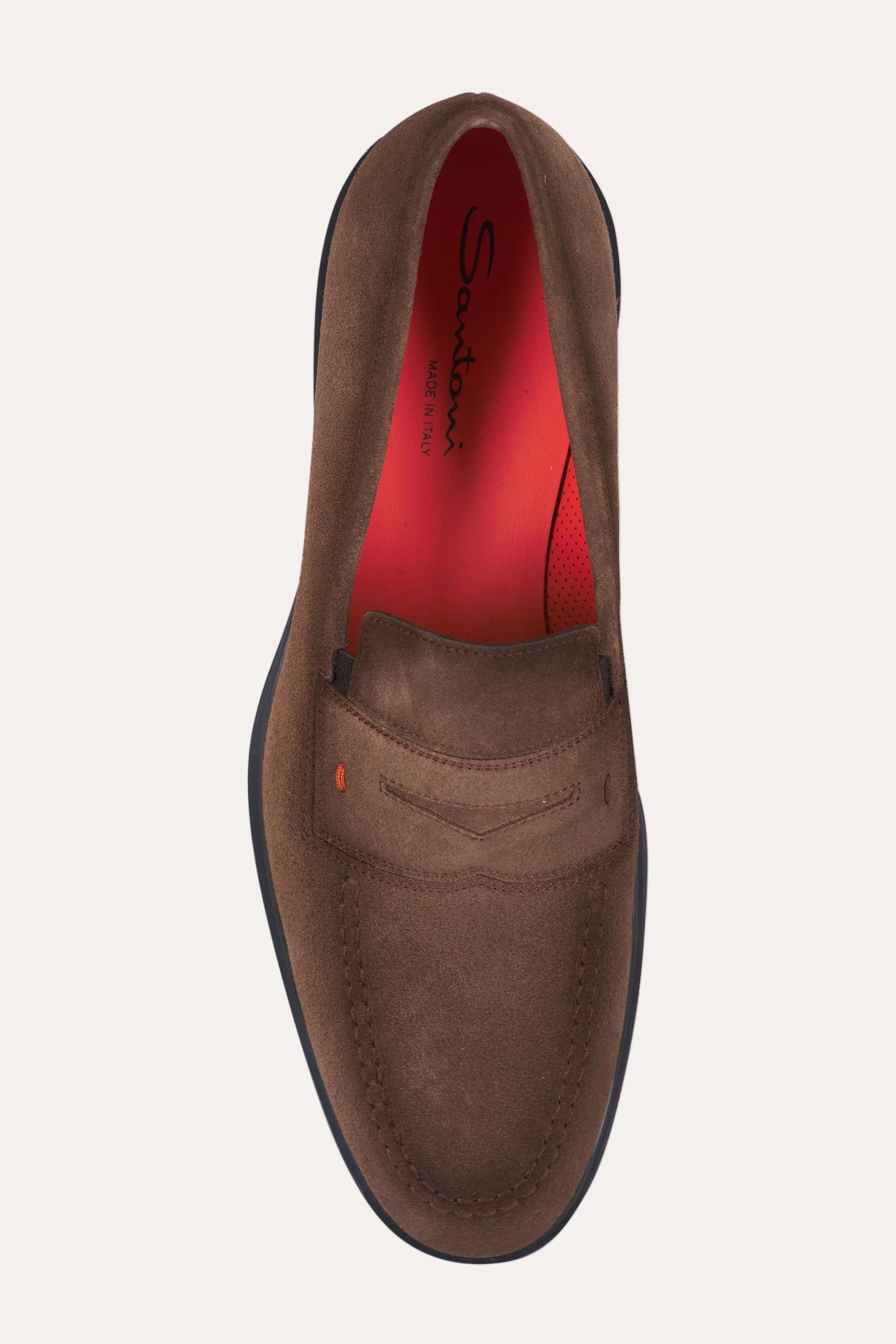 Santoni Suede Easy Loafer Brown - sett ovenfra