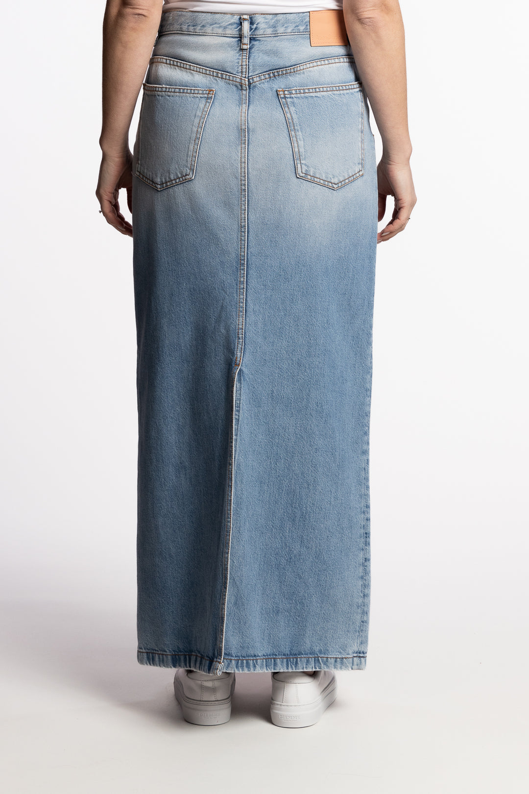 Mid-length Denim skirt- Light Blue