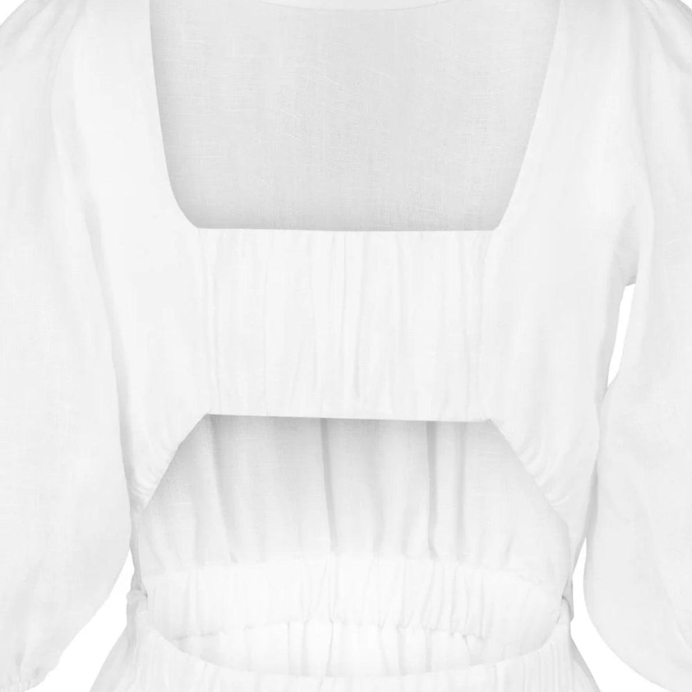 Rebecca Linen Dress- White-ella&il-Bogartstore
