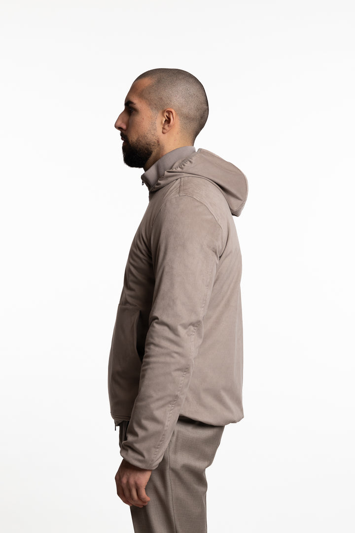 Suede-Look Bomber Jacket Light Taupe