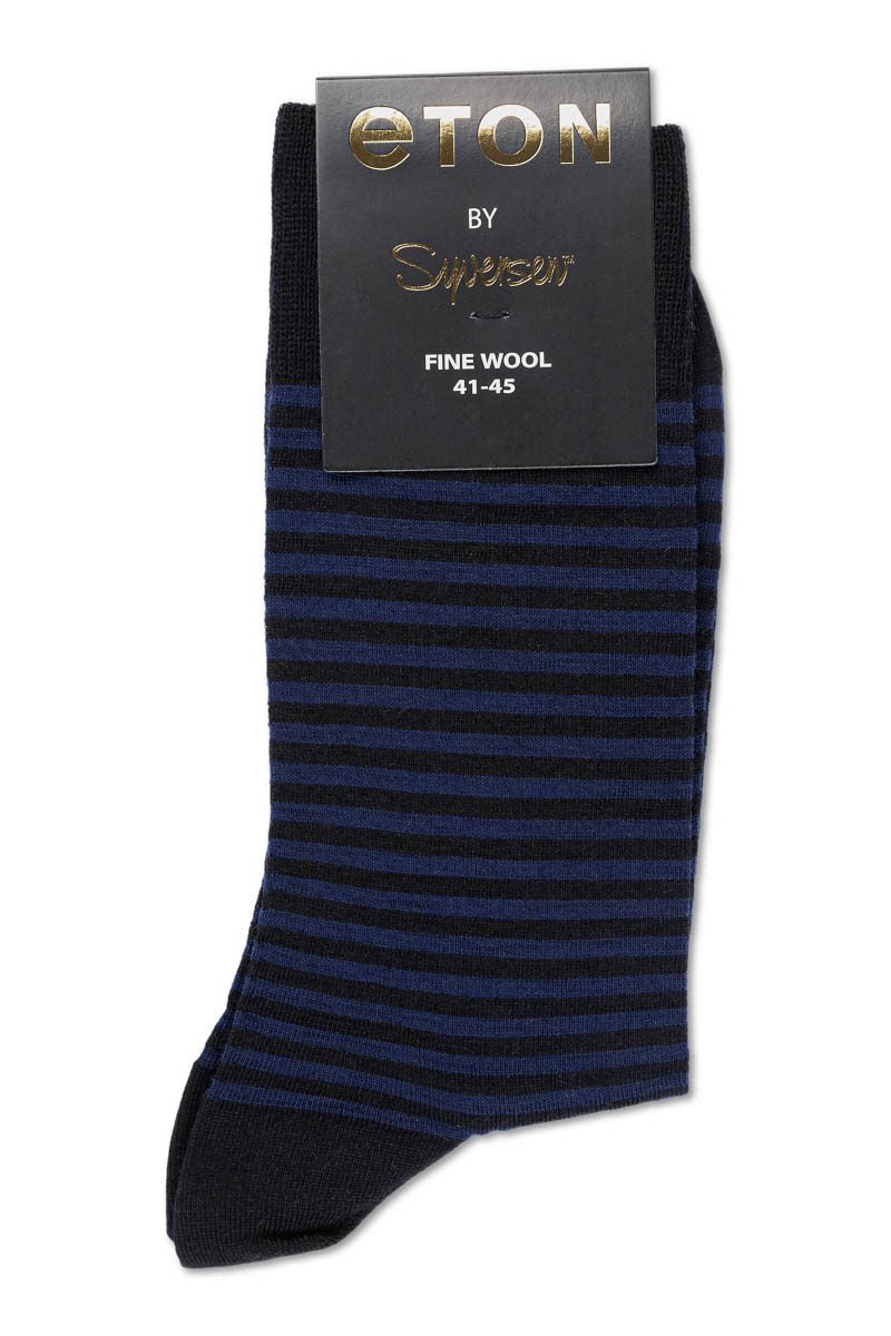 Fine Wool Small Stripes Black/Blue