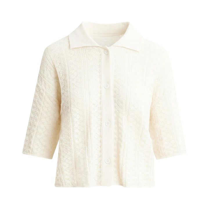 Loch Crochet Knit Shirt- White-Skjorter-Bogartstore