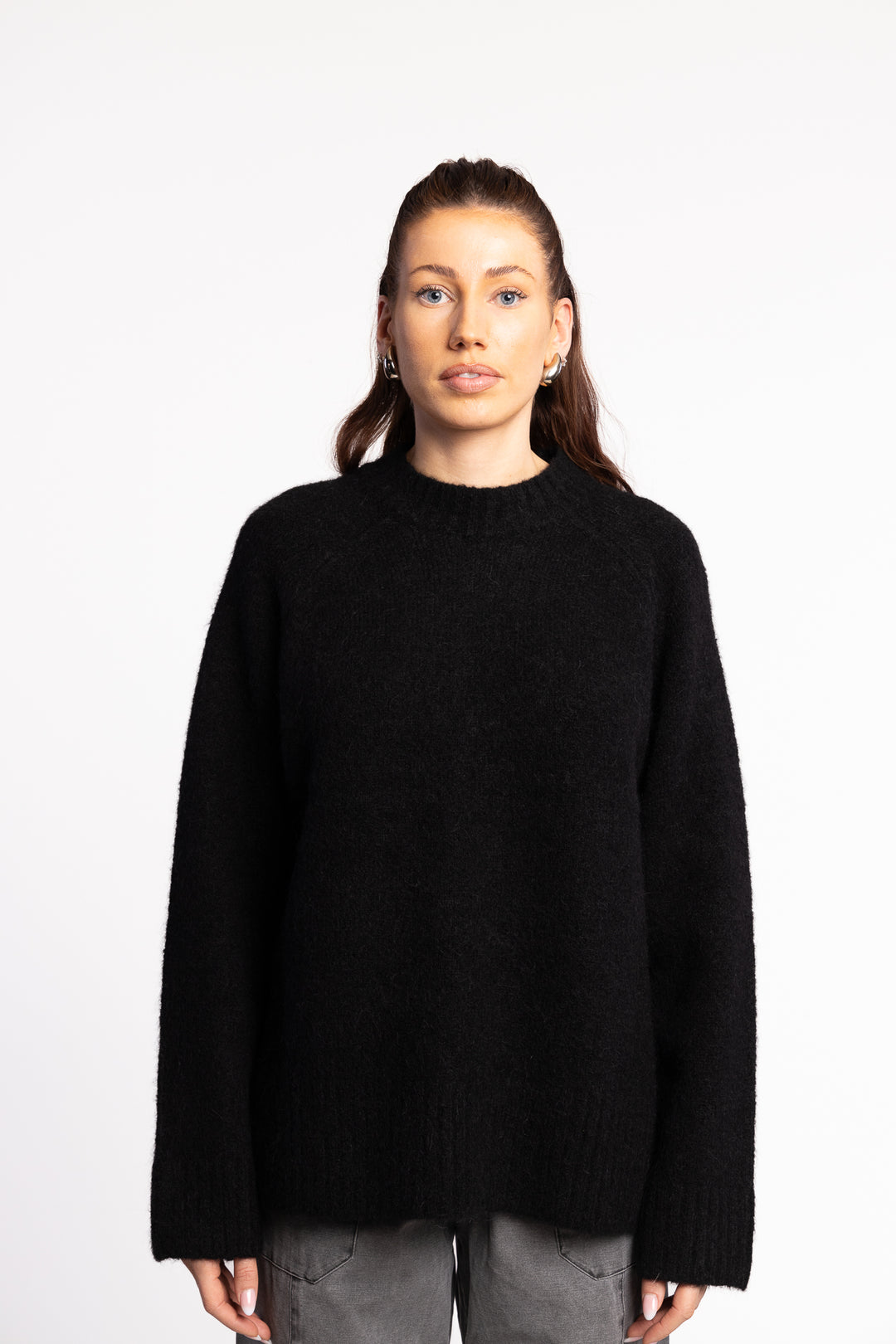 Fure Fluffy Knit Sweater- Black