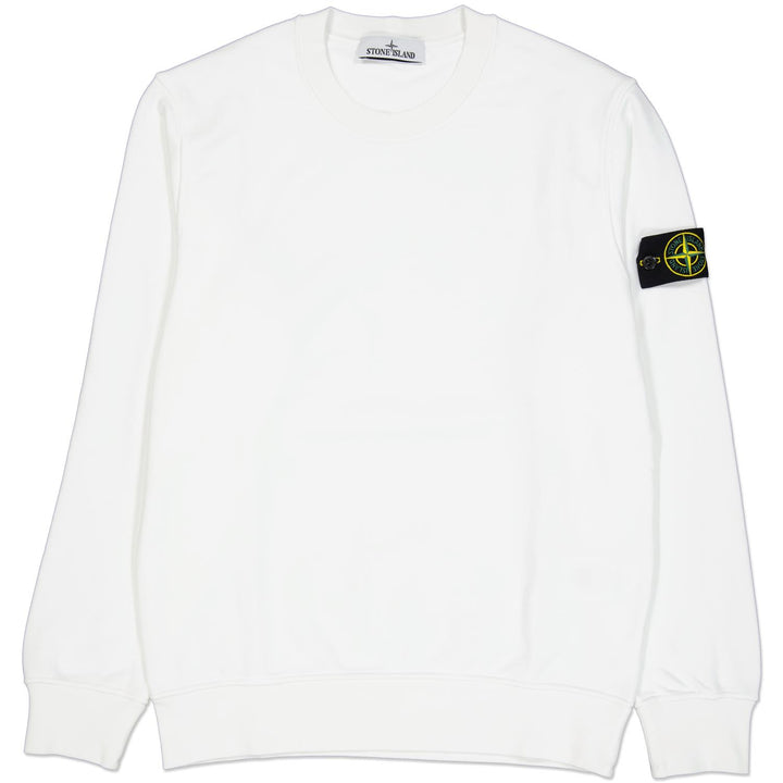 Crew Neck Cotton Fleece Sweatshirt White