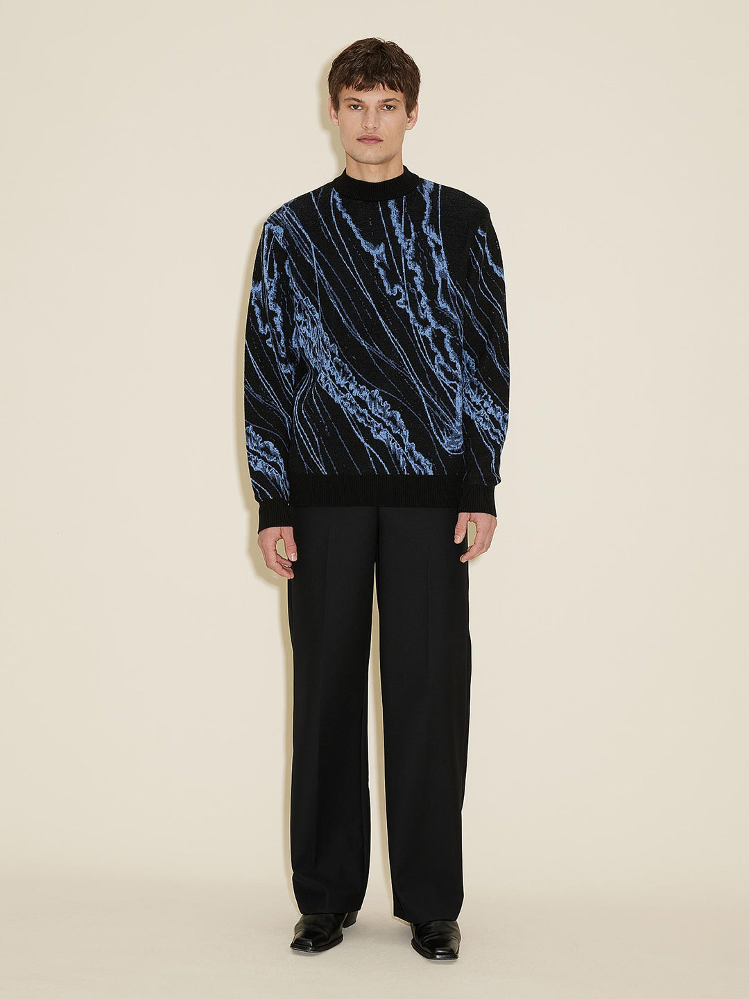 Lamin Jellyfish Jacquard Crew Black Mix-Genser-Bogartstore