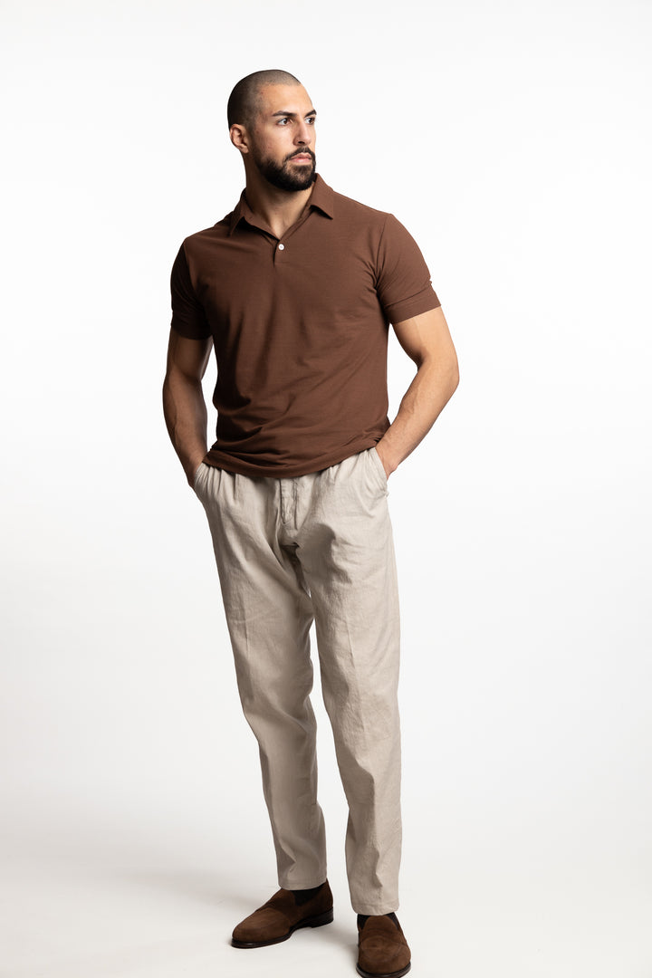 Ice Cotton Short Sleeve Polo Shirt Brown