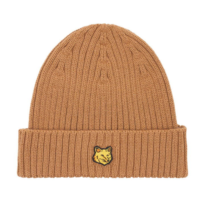 Fox Head Patch Ribbed Beanie Golden Brown