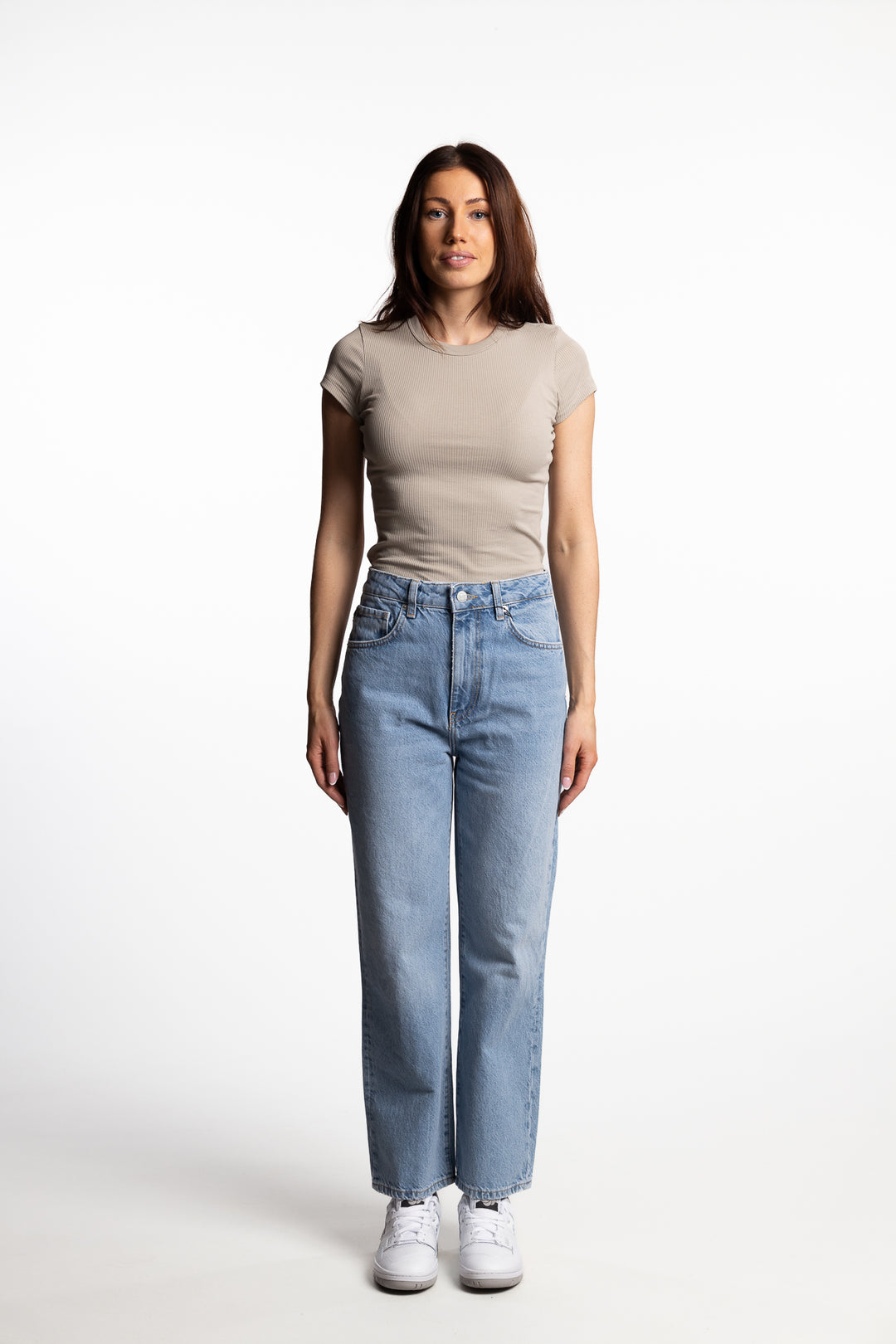 Holly- Light Blue - High waist straight fit cropped