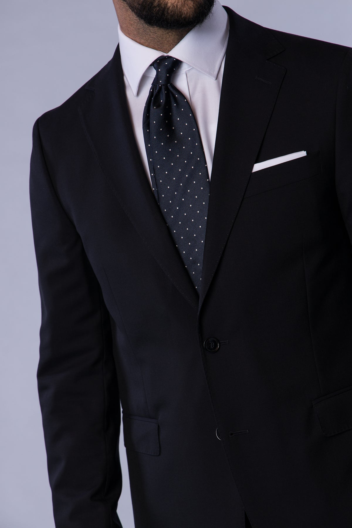 Silk Woven Tie marine med hvite prikker