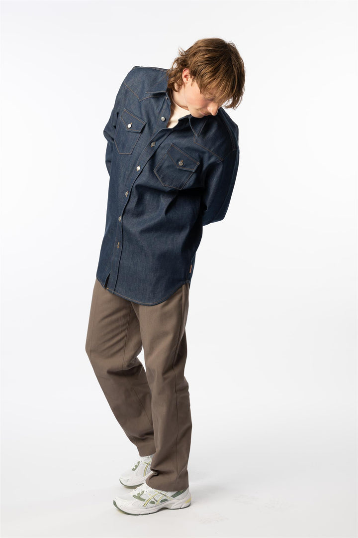 Denim Button-Up Shirt Indigo Blue-Skjorter-Bogartstore