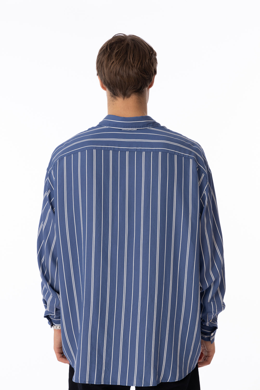 Button-up Striped Shirt Mid Blue