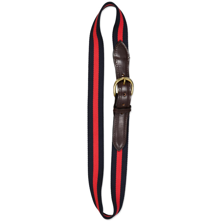 Stripe Webbing and Leather Belt Navy/Red