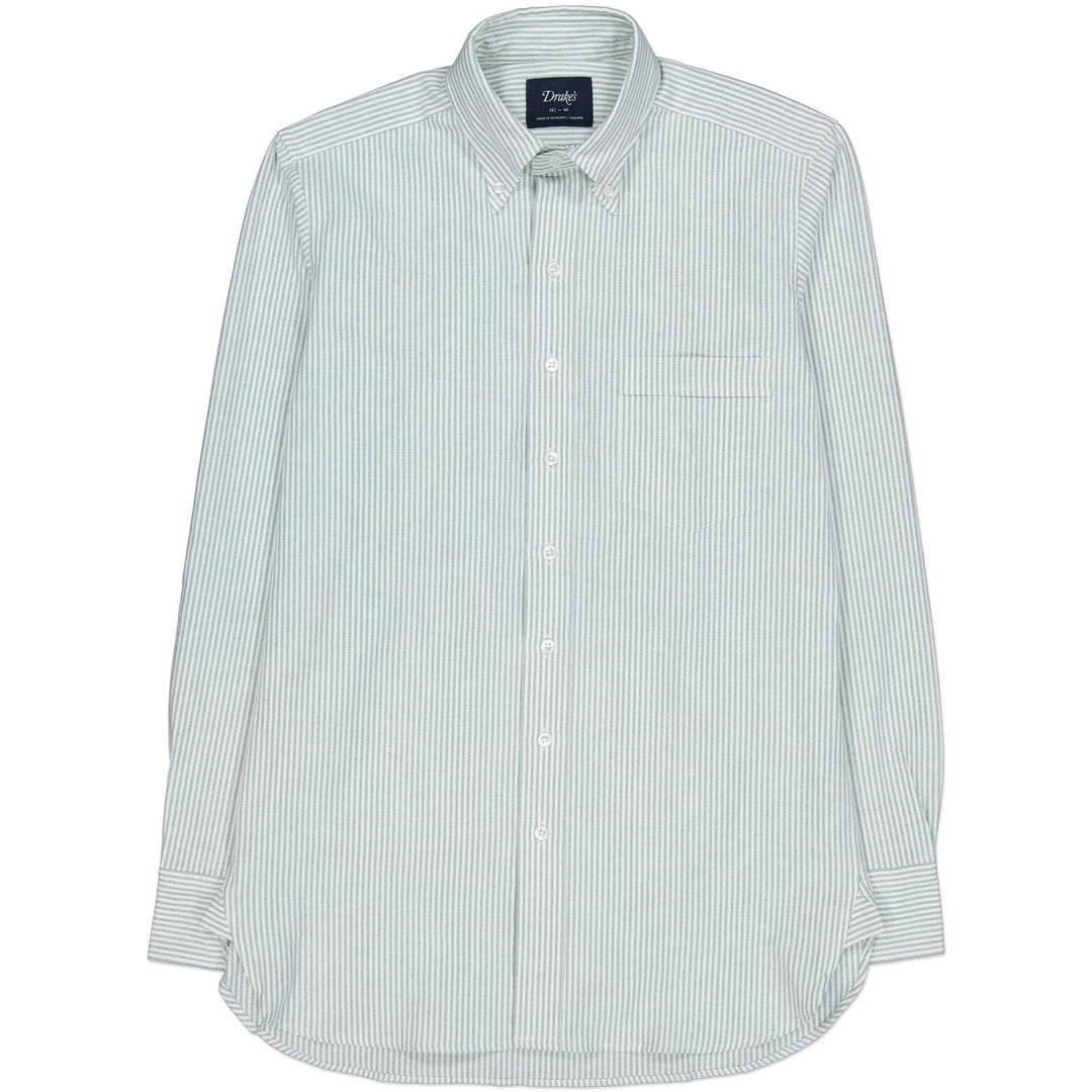 Ticking Stripe Button Down Oxford Shirt-Drake`s-Bogartstore