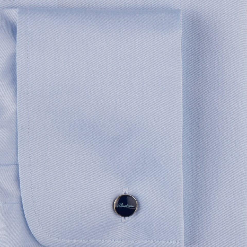 Fitted Body Twill Shirt French Cuffs Blue-Skjorter-Bogartstore
