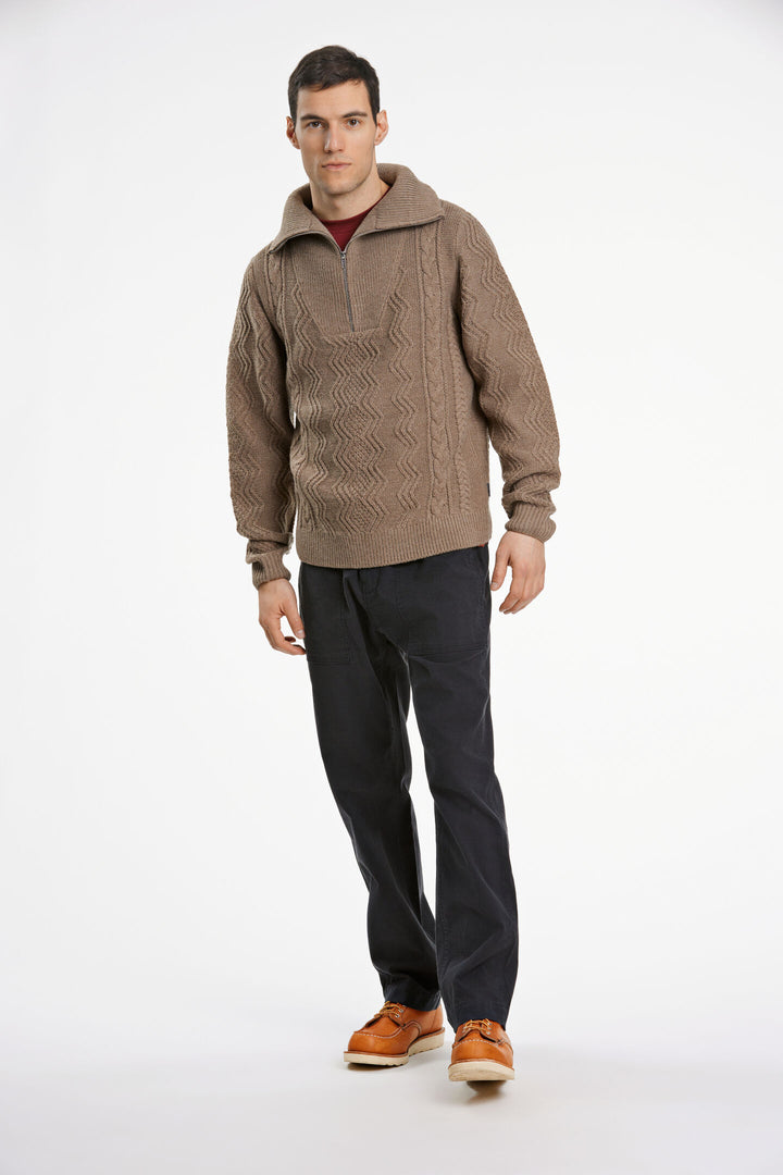 Lambswool Half-Zip Cable Knit Sand