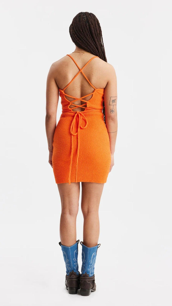 Fatima Knit Dress- Orange-Kjoler-Bogartstore