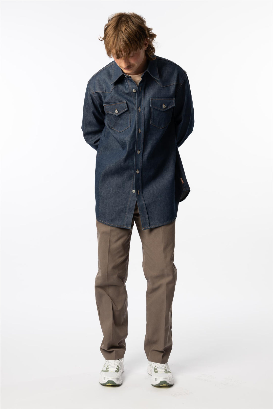 Denim Button-Up Shirt Indigo Blue-Skjorter-Bogartstore