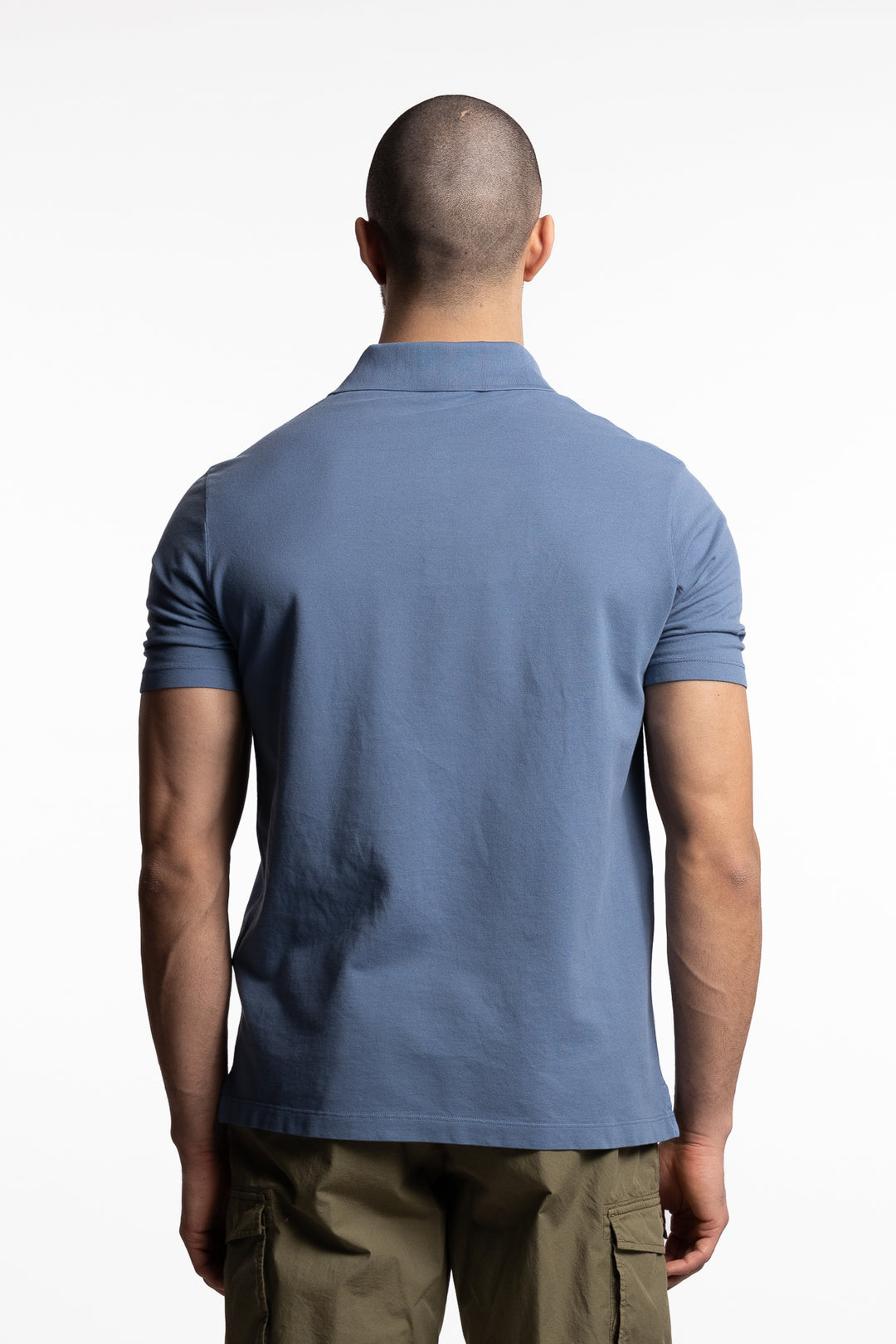 Garment-Dyed Piqué Cotton Polo Shirt Light Blue