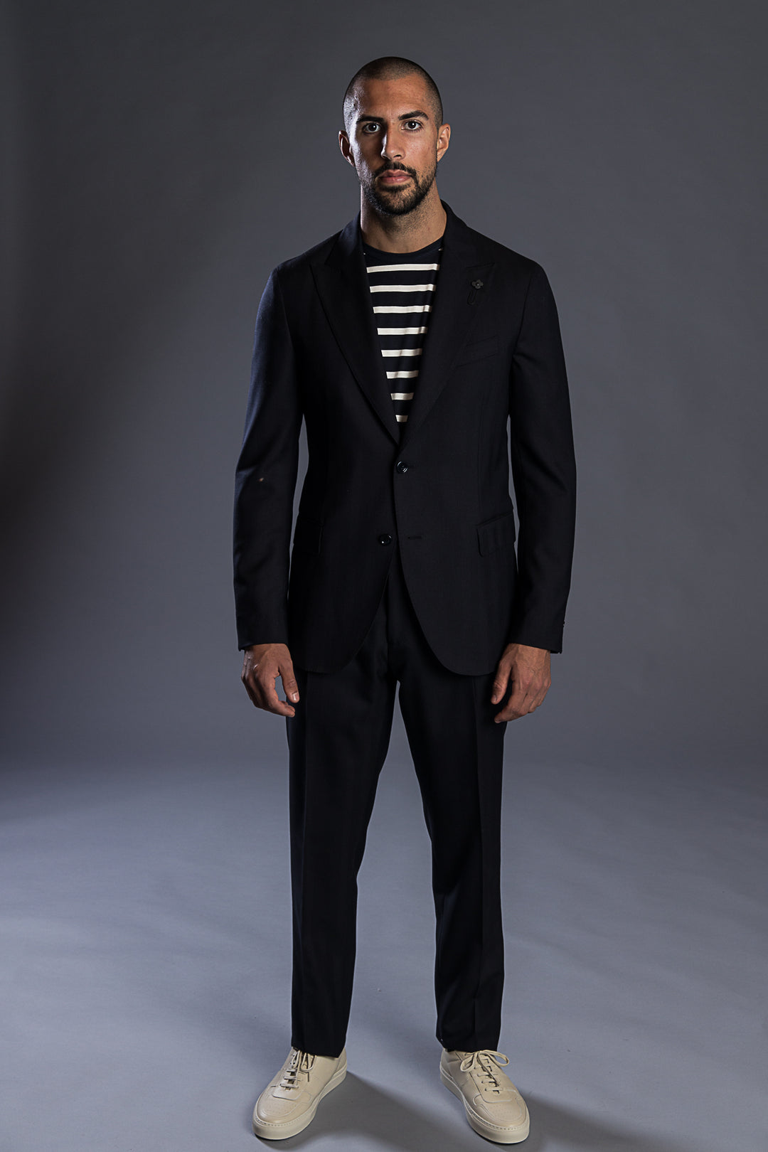 Herringbone Wool Suit Navy