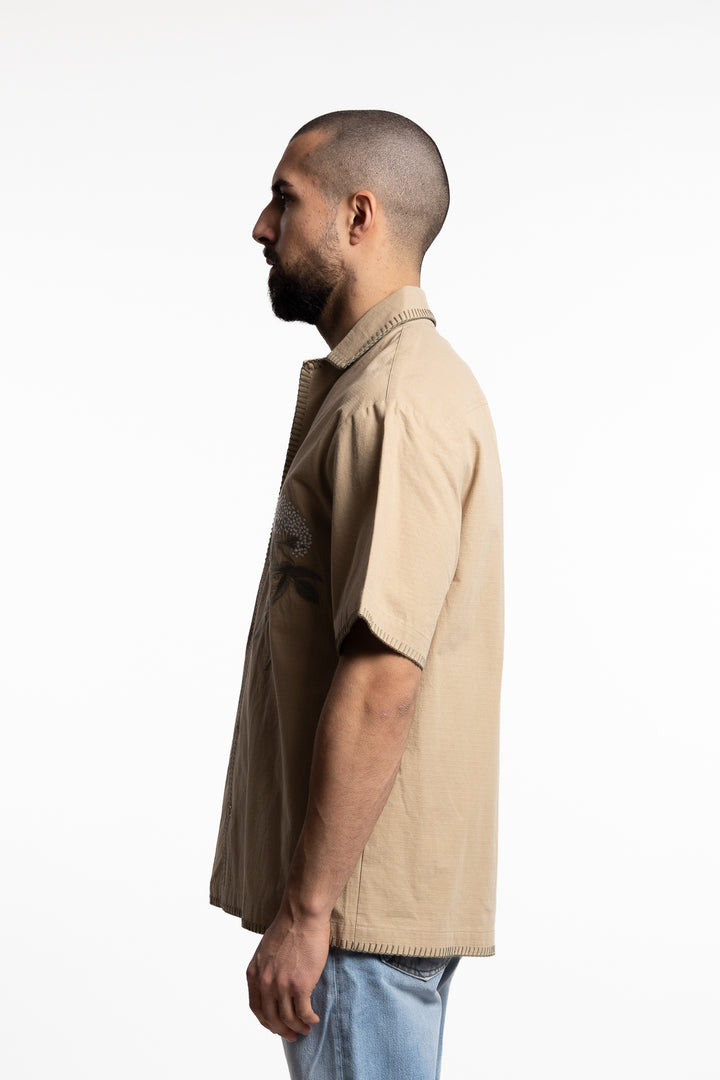 Pier Ripstop Embroidery Shirt Beige