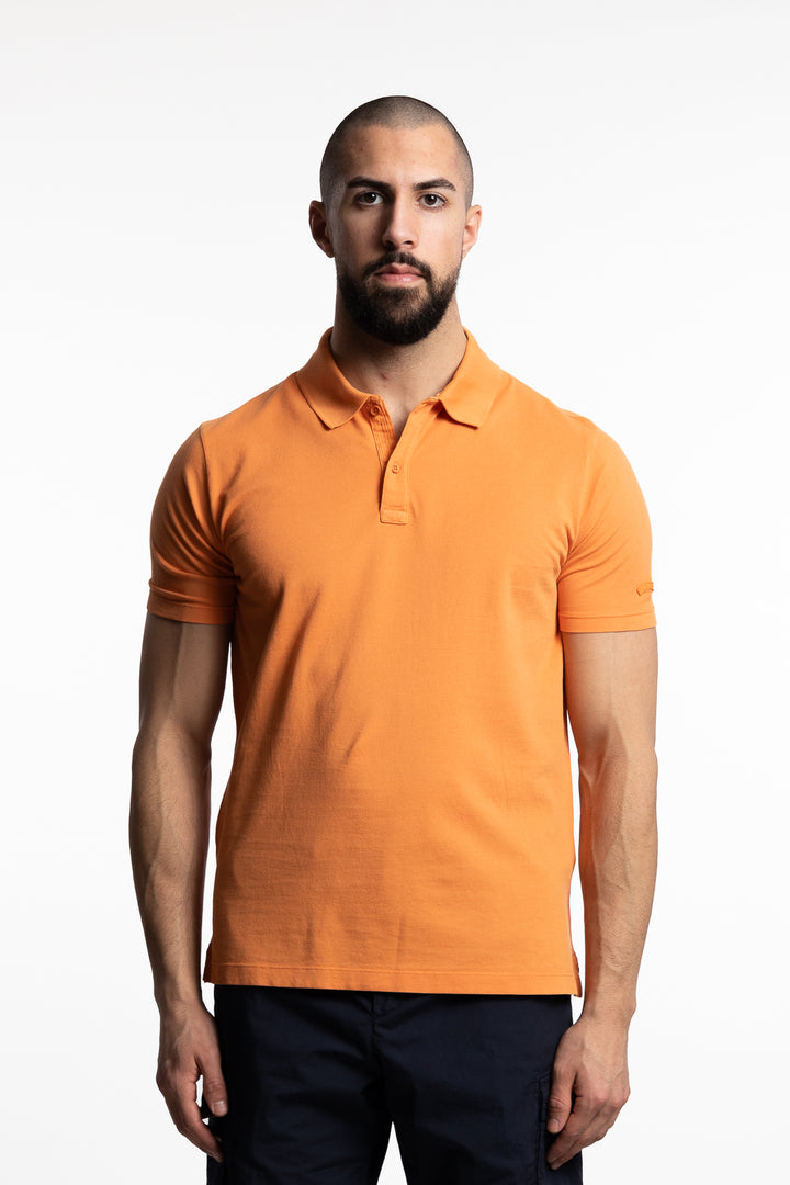 Garment-Dyed Piqué Cotton Polo Shirt Orange