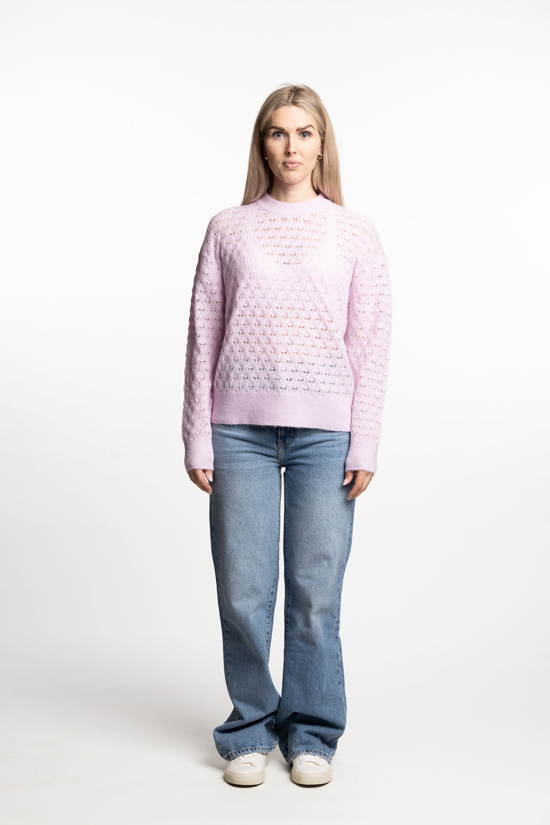 Saanour Pointelle Sweater 7355- Lilac Snow