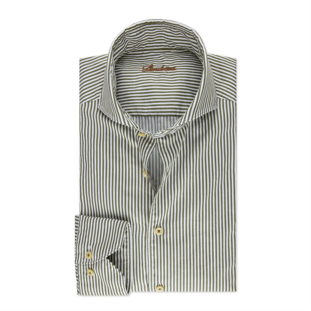 Casual Striped Twill Shirt Green-Skjorter-Bogartstore