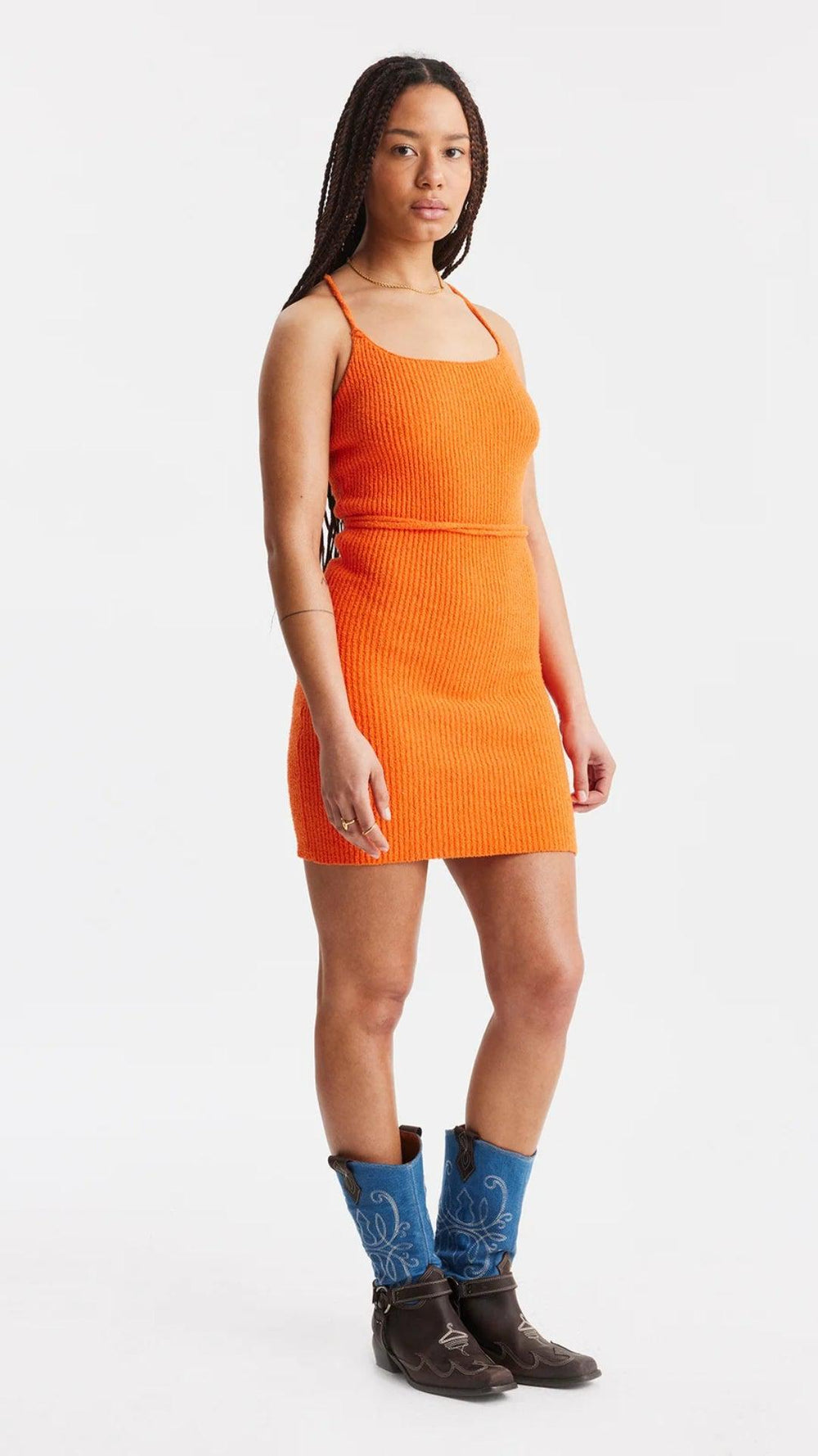 Fatima Knit Dress- Orange-Kjoler-Bogartstore