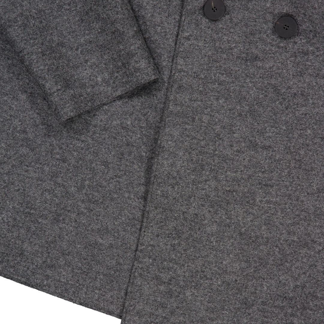 Dropped shoulder double breasted jacket pressed wool-  Middle grey