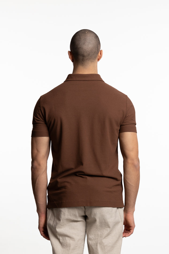 Ice Cotton Short Sleeve Polo Shirt Brown