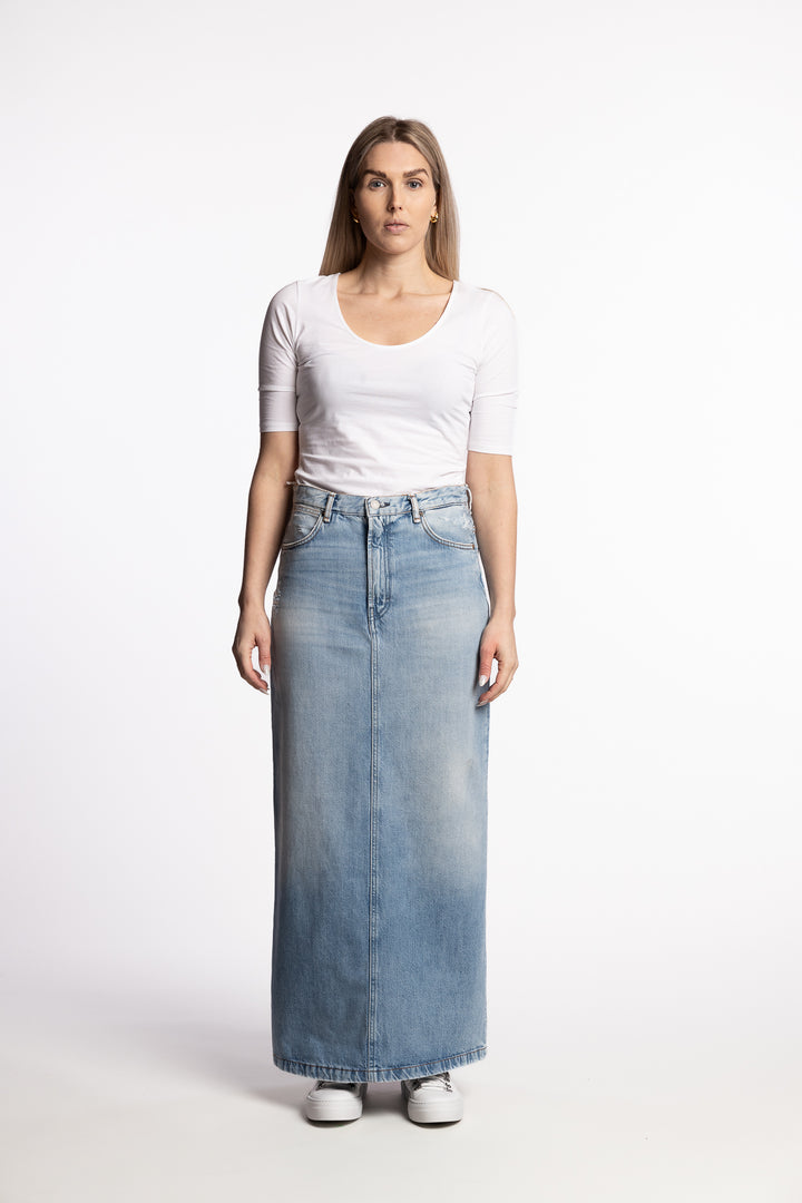Mid-length Denim skirt- Light Blue