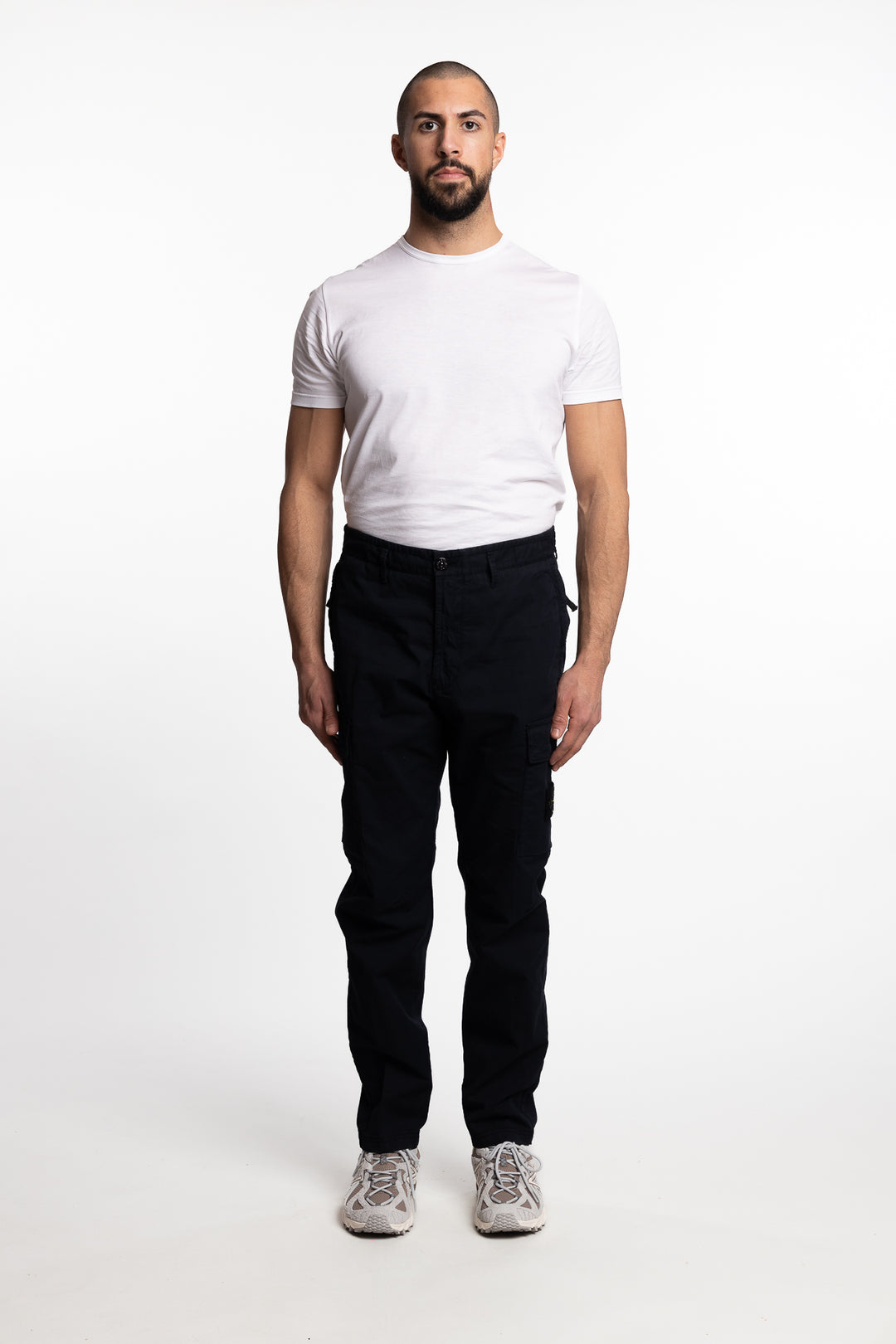 Cotton Stretch Tapered Cargo Pants Navy