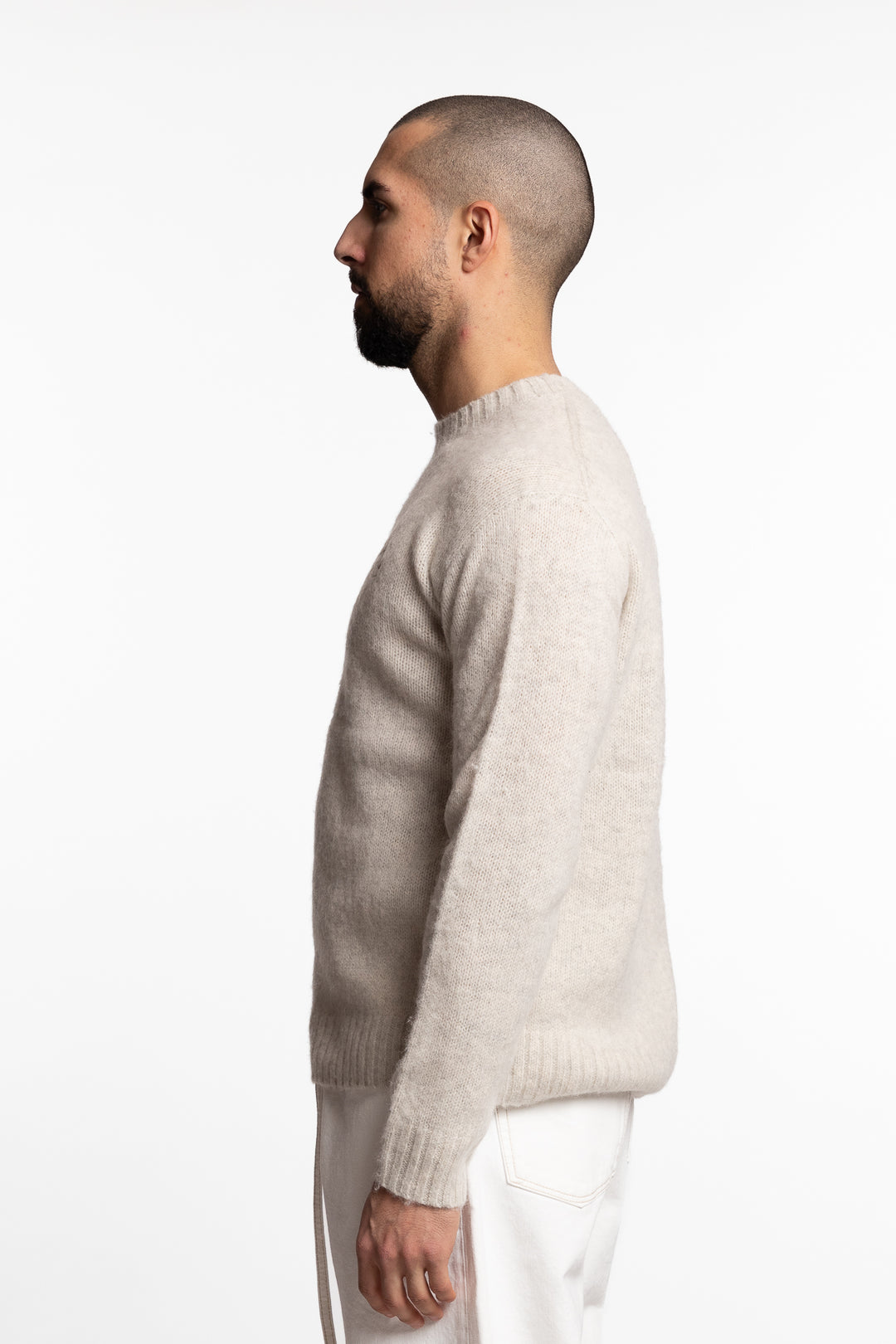 Brushed Wool Sweater Light Grey Melange