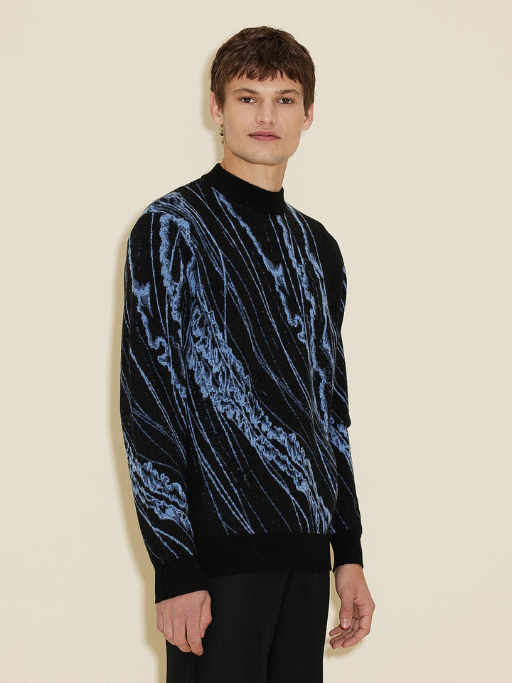 Lamin Jellyfish Jacquard Crew Black Mix-Genser-Bogartstore