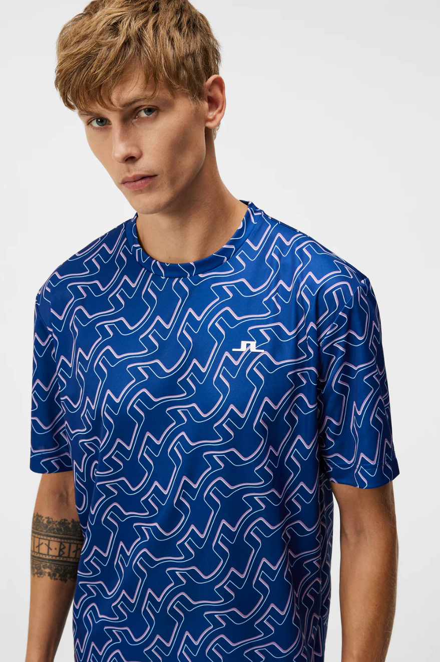 Ade Print T-Shirt Outline Bridge Wave Blue