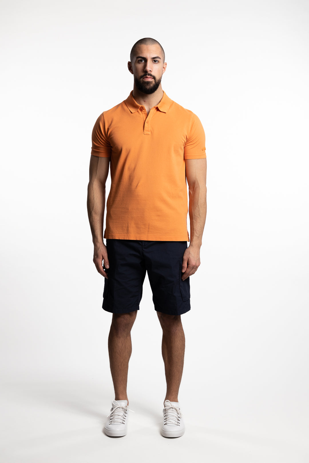 Garment-Dyed Piqué Cotton Polo Shirt Orange