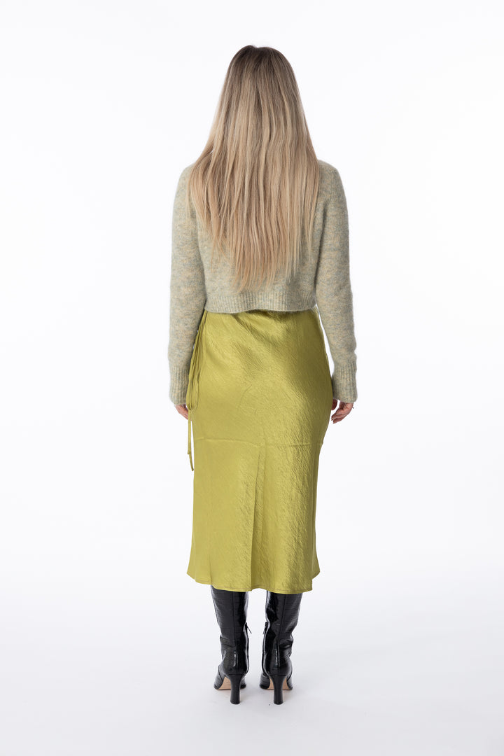 Satin Wrap Skirt- Light Olive-Skjørt-Bogartstore